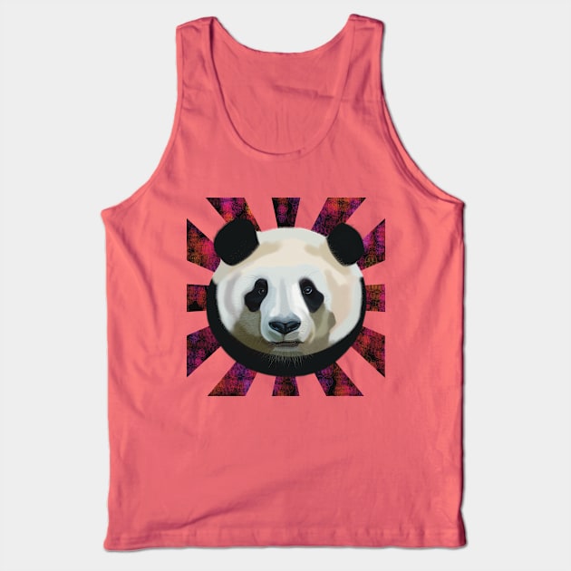 Striking Panda bear on pink black bubble patterned sun rays Tank Top by KateVanFloof